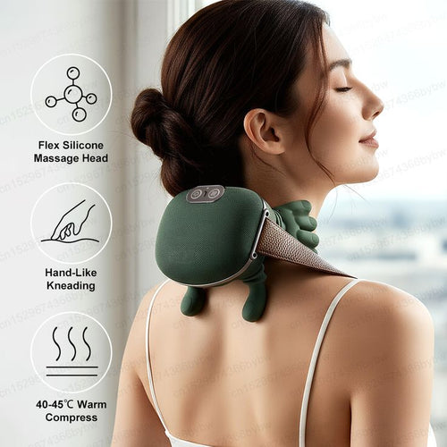 Neck & Shoulder Shiatsu Bionic Heated Massager | Wireless Portable Neck and Back Massager| Electric Deep Tissue 4D Kneading Massage|Wearable Hand Simulated Design for Pain Relief and Muscle Relax
